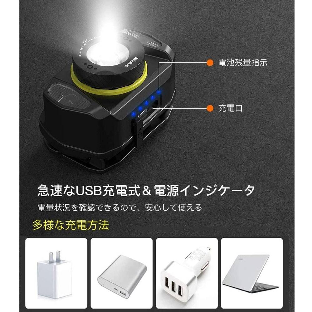 USB充電式LEDヘッドライト(5種点灯モード)赤&白ライト - 画像 (3)