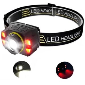 USB充電式LEDヘッドライト(5種点灯モード)赤&白ライト